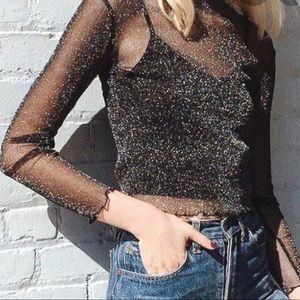 Brandy Melville Sparkly Mesh Shirt